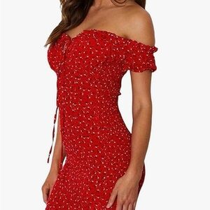 Women Floral Mini Dress Ruffle Short Sleeve Tie Front Bodycon Dress